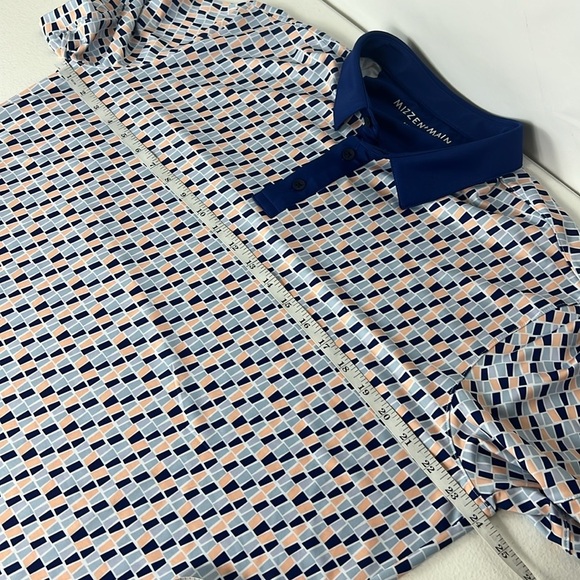 Mizzen+Main Sz XL Versa Polo Blue Tile Print EUC - Picture 6 of 11